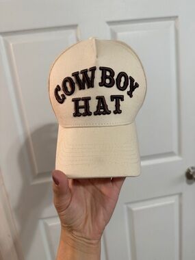 Cowboy Hat Embroidered Baseball Cap - Cream